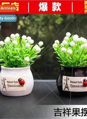 Car simulation flower pot ornament car fresh cartoon green p