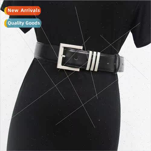 Women fashion retro two-layer cowhide belt casual wind silve