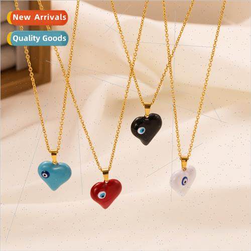 Korean Hundreds Love Devil Eye Pendant Tanium Steel Necklace