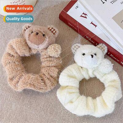 Autumn winter new large intestine hair ring bear head cute f