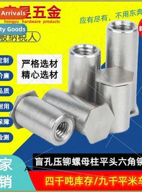 304 pressure rivet nut post hexagonal blind hole flat head p