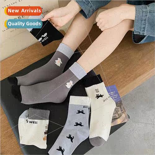 Autumn winter new cotton socks female Japanese cartoon zoo t