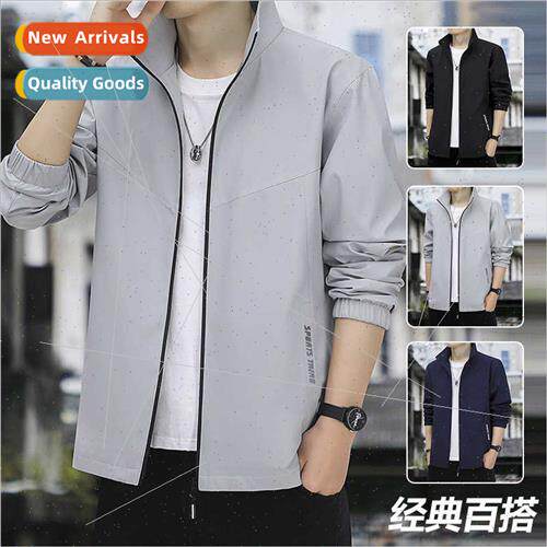 Jacket men 2023 fall new nd collar loose coat youth simple v