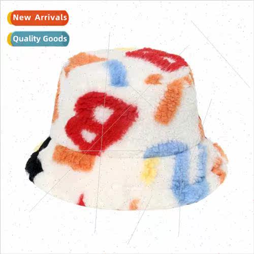 Plush fisherman hat autumn winter letters printed flower pot