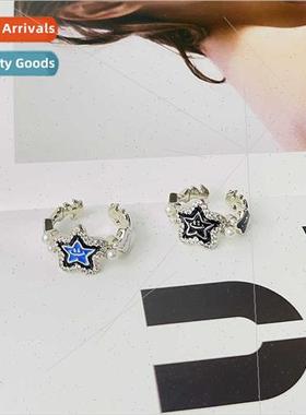 Step Up cky Star Ring Female ght Blue Drip Glaze Smiley Coup