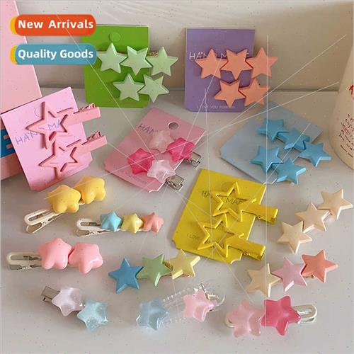 Star hair clips female pentagram hair card y2k girl duckbill