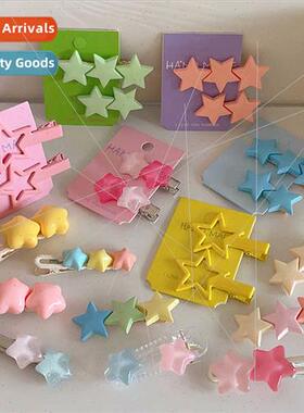 Star hair clips female pentagram hair card y2k girl duckbill