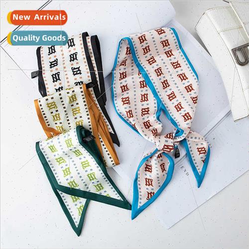 Korean  ins silk scarf female spring fall oblique angle scar