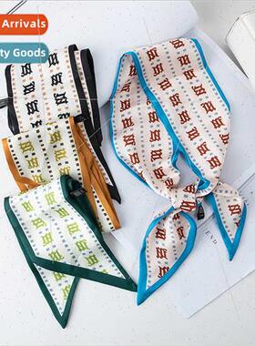 Korean  ins silk scarf female spring fall oblique angle scar