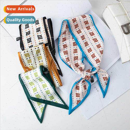 Korean  ins silk scarf female spring fall oblique angle scar