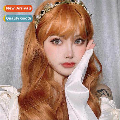 wigs 适用women long curly hair big waves cute lolita orange