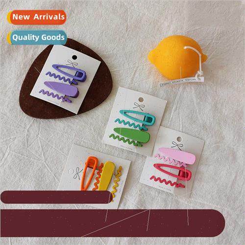 4pcs cute colorful wave hair clip girl heart candy color ban