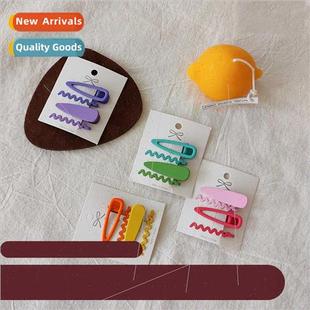 girl ban colorful color candy heart clip hair wave cute 4pcs