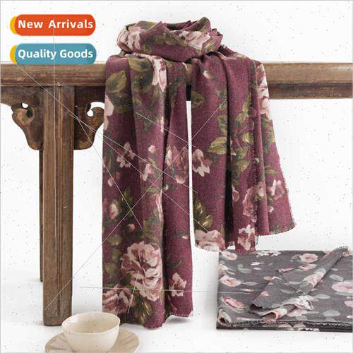 Retro ethnic rose print scarf 2023 new ladies scarf rustic t
