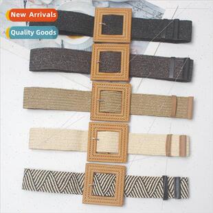 Rope Braided Wide Fashion Bossy Waxed Buckle Women Square