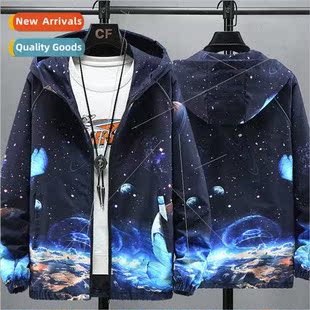 Spring Autumn Jacket Men  Loose Reflective Coat Hip Hop Stud