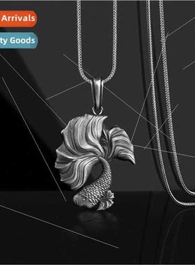Europe ins goldfish necklace tide men women pendant tanium s