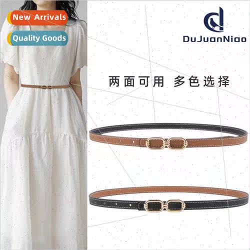 Dual-purpose leather women belt simple versatile double-side