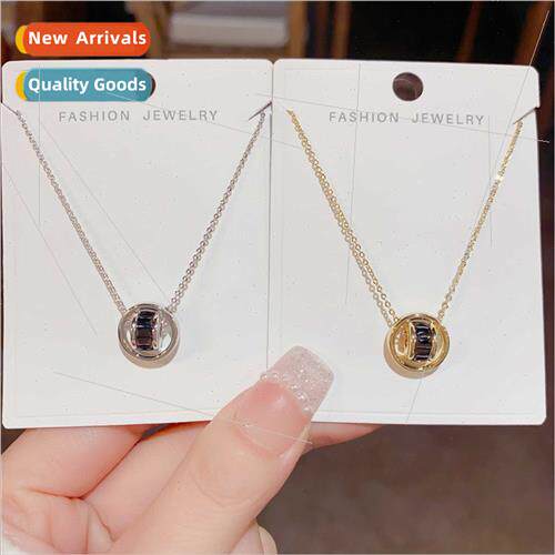 mple three-dimensional round double ring necklace fashion ex