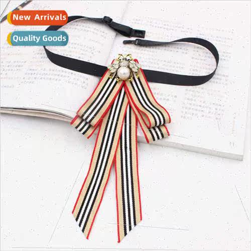 Striped Bow Tie Seasonal New College Shirt Collar Flower Poi