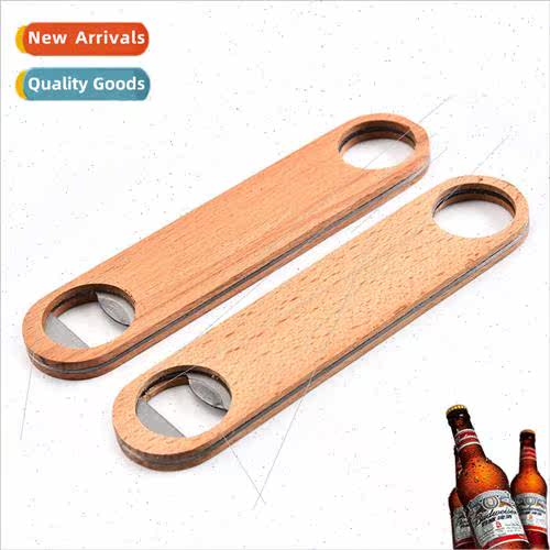 Wooden Handle Stainless Beer Bottle Opener Flat Bottle Opene