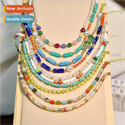 Europe DIY handmade beaded semi-precious stone necklace wome