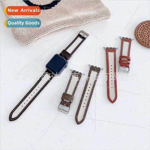 适用Apple canvas with leather strap apple watchSE8765432 col