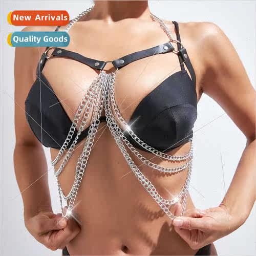 Europe Fashion Leather Chest Jewelry Chest Chain Multi-Layer