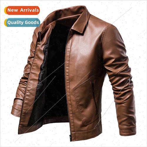 Fashion Slim nd men fall new washed PU leather collar men mo