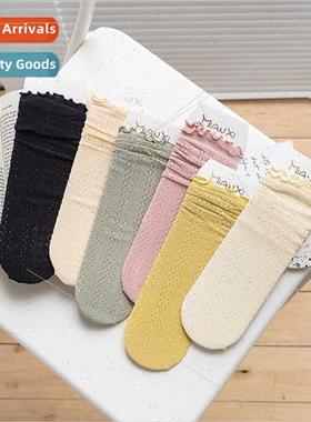 2021 spring summer new socks female velvet hollow wooden ear