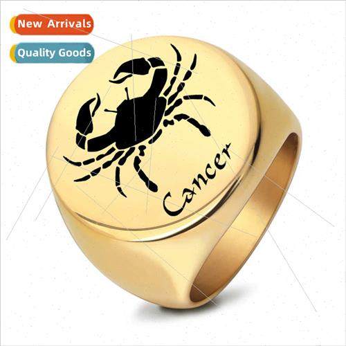 stainless steel Round Glossy Laser Crab Ring 22MM Round Glos