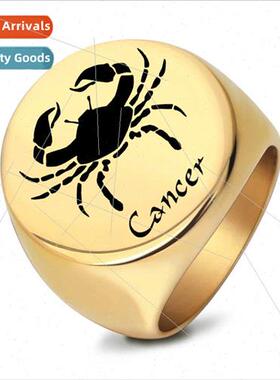 stainless steel Round Glossy Laser Crab Ring 22MM Round Glos