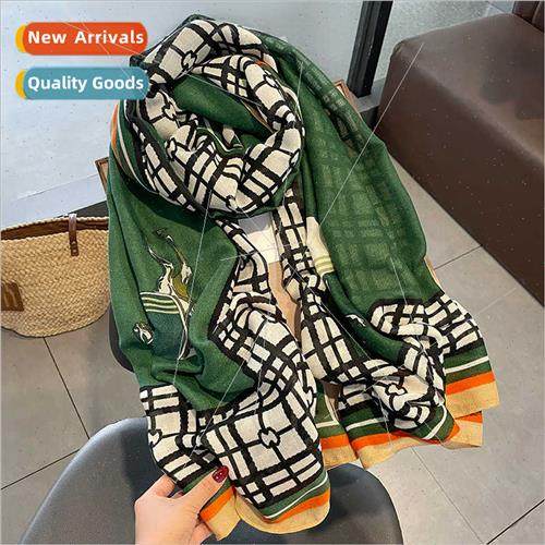 Retro CC pony temperament cotton hemp scarf female winter Eu