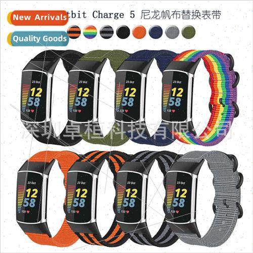 适用Fitbit Charge6 canvas strap charge 5 bracelet nylon wris