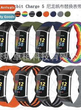 适用Fitbit Charge6 canvas strap charge 5 bracelet nylon wris