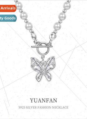 925 silver OT clasp zirconia butterfly necklace women versat