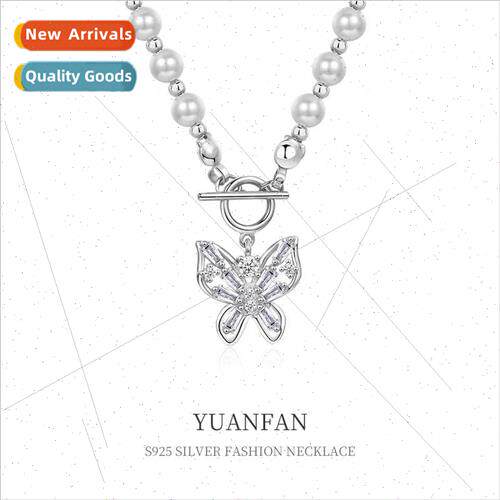 925 silver OT clasp zirconia butterfly necklace women versat