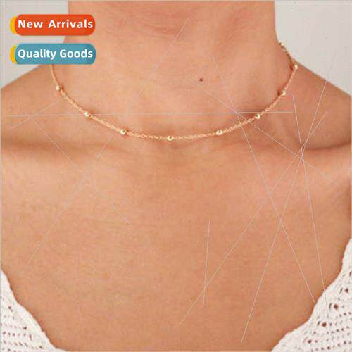 Delicate Gold Necklace-Satelle Bead Necklace Women Short Nec