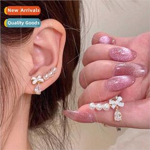 pearl earrings female Small niche bow summer sweet delicate