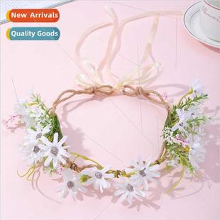headdress handmade fabric Korean flowers wreath daisy ins