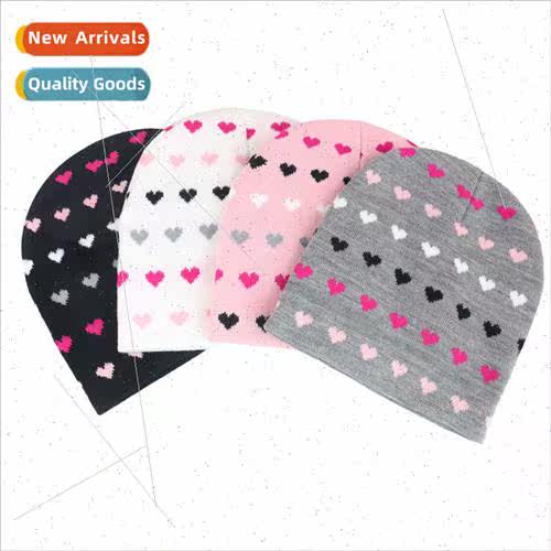 Autumn winter new love jacquard pattern rolled edge warm sma