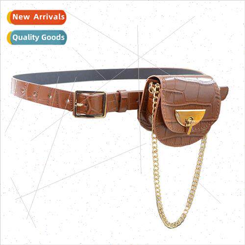 Europe Women Waist Bag Casual mple Crocodile Decoration Smal