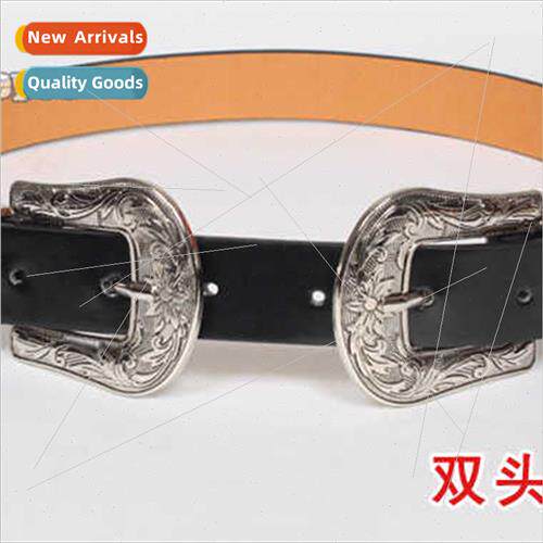 Double head retro carving fashion silver buckle ladies pin b