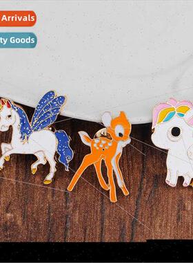 cartoon cute colorful elk pony fantasy unicorn brooch clothi