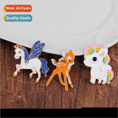 cartoon cute colorful elk pony fantasy unicorn brooch clothi