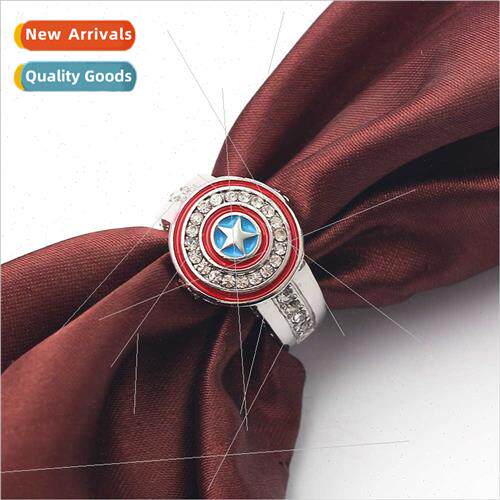 Movie TV  Captain America shield ring Creative diamond jewel