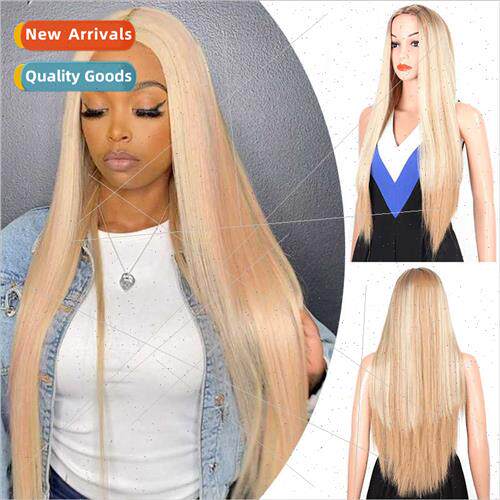 Gold gradient long wig chemical fiber headgear Europe fashio