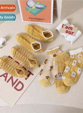 Yellow socks women short socks shallow summer thin Kasi brea