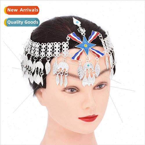 Europe Ethnic Colorful Oil Drop Forehead Chain Bohemian lver