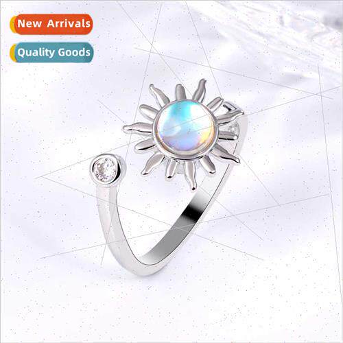Adjustable Moonstone Spinning Ring Women Diamonds mple Anti